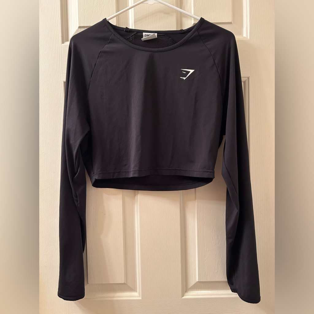 Gymshark Training Long Sleeve Crop Top Size Large Black